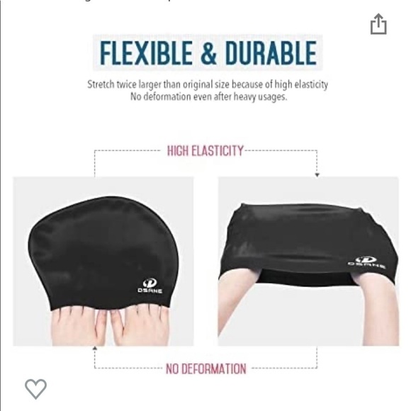 NWT DSANE 100% Silicone Women Swim Cap for Long Hair w/ Ear Plug & Nose … - Picture 7 of 10